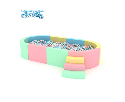 Piscina cu bile Soft Play, ovala, multicolor