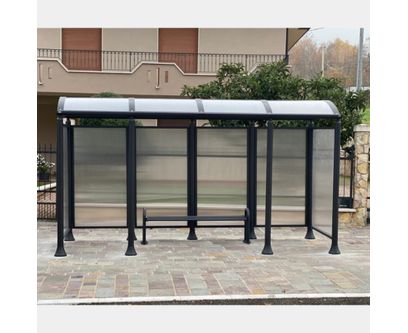 Bus shelter 4 modules with lateral walls