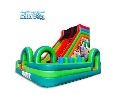 Animals World Green Inflatable Slide