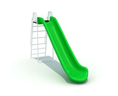 Tobogan clasic de exterior pentru copii, 395x60x270 cm, metal si plastic LLDPE, verde
