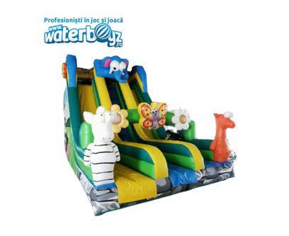 Zoo 3 Inflatable Slide with two slopes 14*6*10