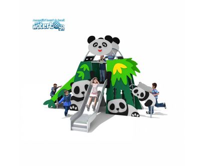 Tobogan de exterior pentru copii Panda, 3-12 ani, metal si plastic HDPE, multicolor