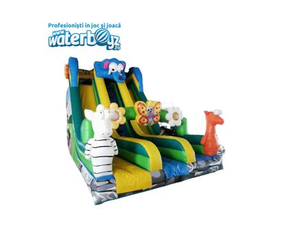 Tobogan Gonflabil Zoo 3 cu doua pante