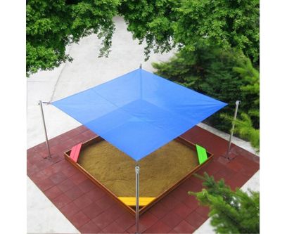 Umbrar groapa de nisip, 350x350 cm, material sintetic rezistent UV, albastru