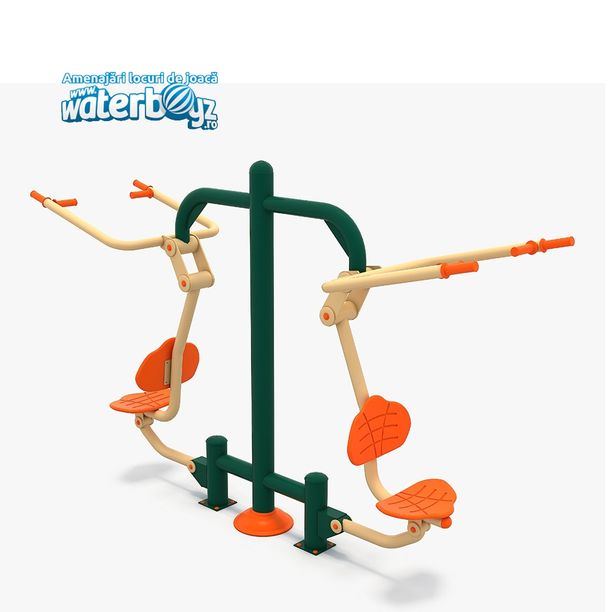 Aparat de fitness pentru piept dublu Model 3 pentru exterior, 270x75x780 cm, metal si plastic LLDPE