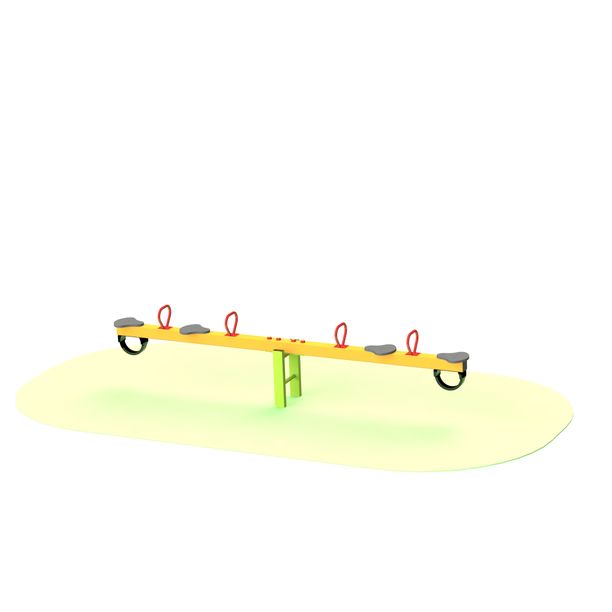 Balansoar cu 4 locuri pentru copii Model 6, 3-12 ani, 305x68x32 cm, metal si plastic, portocaliu