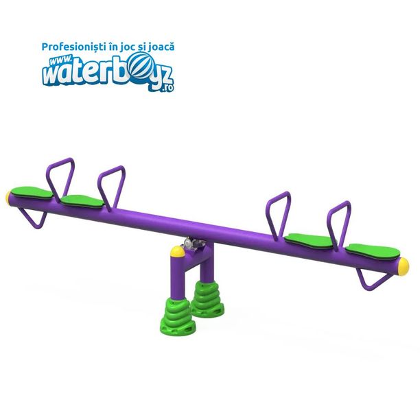 Balansoar cu 4 locuri pentru copii Model 8, +3 ani, 362x94x73 cm, metal si plastic, mov