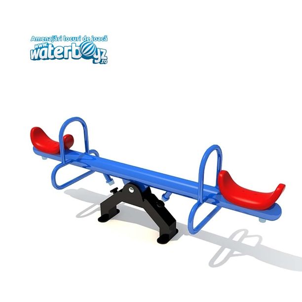 Balansoar dublu cu doua picioare pentru copii, 3-10 ani, 210x52x82 cm, metal si plastic LLDPE, albastru