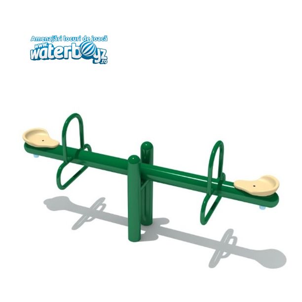 Balansoar dublu cu doua picioare pentru copii Model 4, 3-10 ani, 210x52x85 cm, metal si plastic LLDPE, multicolor
