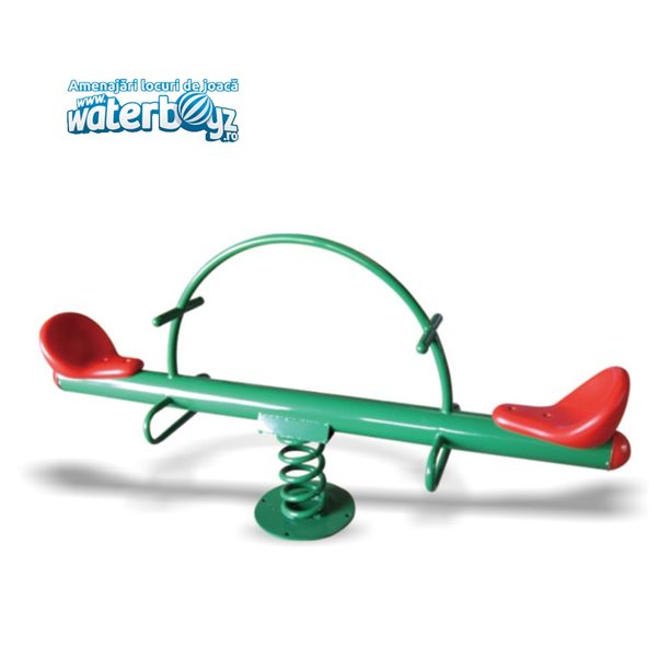 Balansoar dublu pe arc pentru copii Model 3, 3-10 ani, 200x60x70 cm, metal si plastic, multicolor