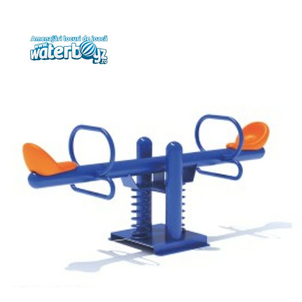 Balansoar dublu pe arc pentru copii Model 5, 3-12 ani, 220x58x90 cm, metal si plastic, multicolor