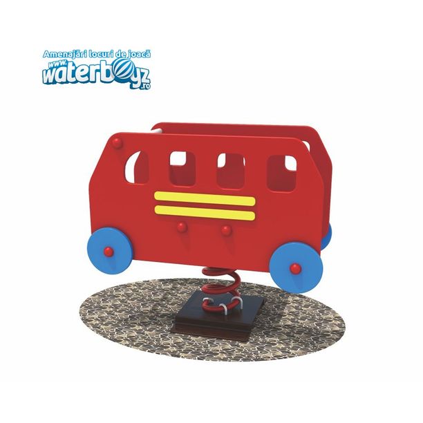 Balansoar pe arc pentru copii Ambulanta, 1-4 ani, 72x39x51 cm, metal si plastic HDPE, rosu