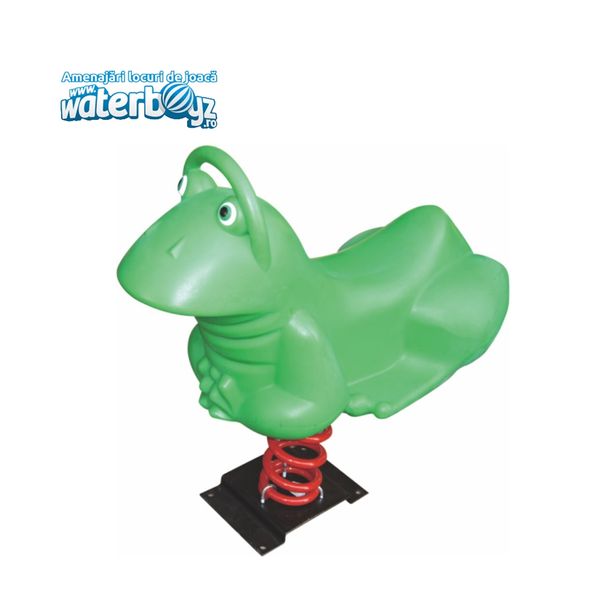 Balansoar pe arc pentru copii Funny Broasca, 1-4 ani, metal si plastic LLDPE, verde