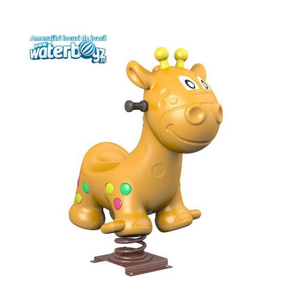 Balansoar pe arc pentru copii Funny Girafa, 1-4 ani, 70x50x70 cm, metal si plastic LLDPE, galben
