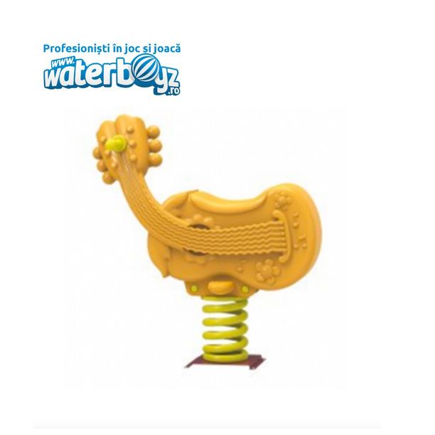 Balansoar pe arc pentru copii Funny Music, 1-4 ani, 91x40x97 cm, metal si plastic LLDPE, galben
