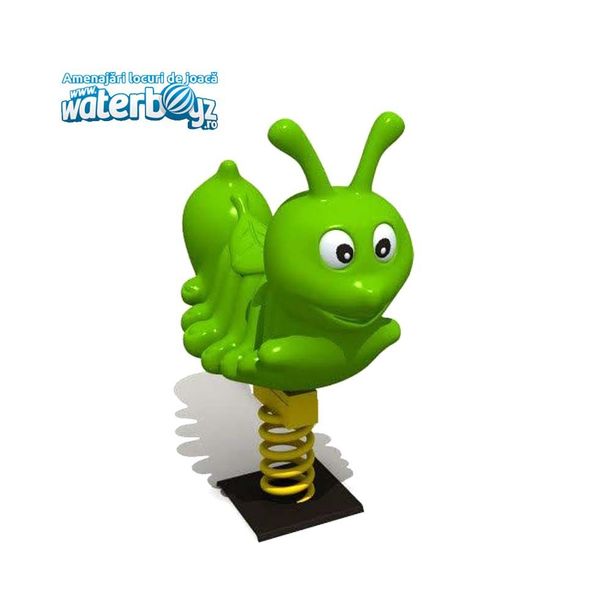 Balansoar pe arc pentru copii Funny Omida, 1-4 ani, 80x38x51 cm, metal si plastic LLDPE, verde