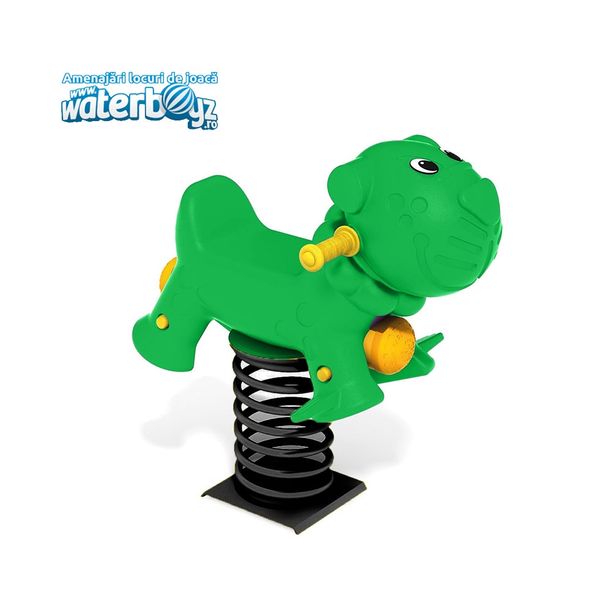 Balansoar pe arc pentru copii Funny Tigru, 1-4 ani, metal si plastic LLDPE, verde, 70x50x70 cm