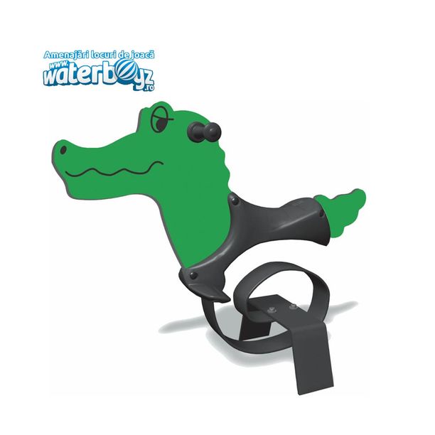 Balansoar pe arc pentru copii Modern Crocodil, 1-4 ani, metal si plastic HDPE, verde