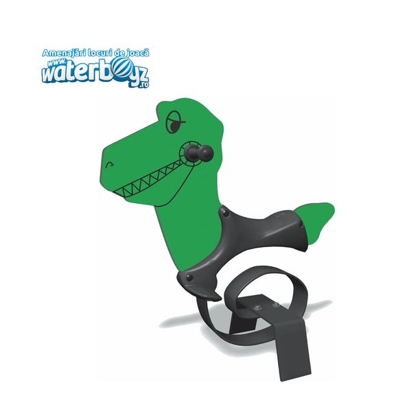 Balansoar pe arc pentru copii Modern Dinozaur 2, 1-4 ani, 90x26x90 cm, metal si plastic, verde
