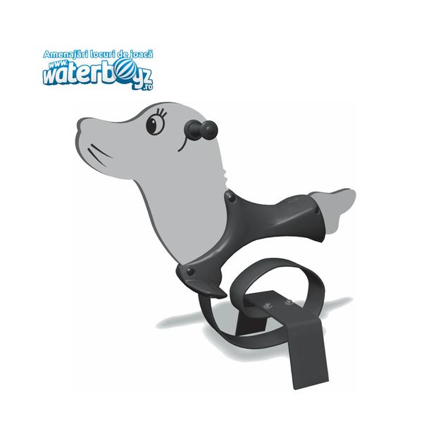 Balansoar pe arc pentru copii Modern Foca, 1-4 ani, metal si plastic HDPE, gri