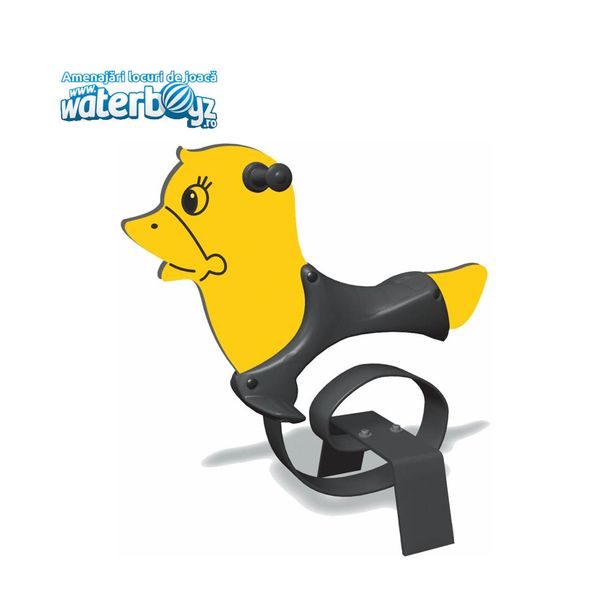 Balansoar pe arc pentru copii Modern Ratusca, 1-4 ani, metal si plastic HDPE, galben