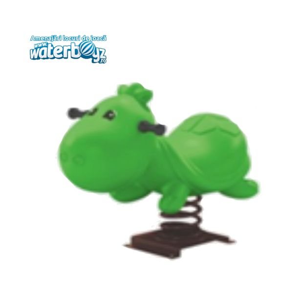 Balansoar pe arc pentru copii testoasa model 2, 1-4 ani, 70x50x70 cm, metal si plastic LLDPE, verde