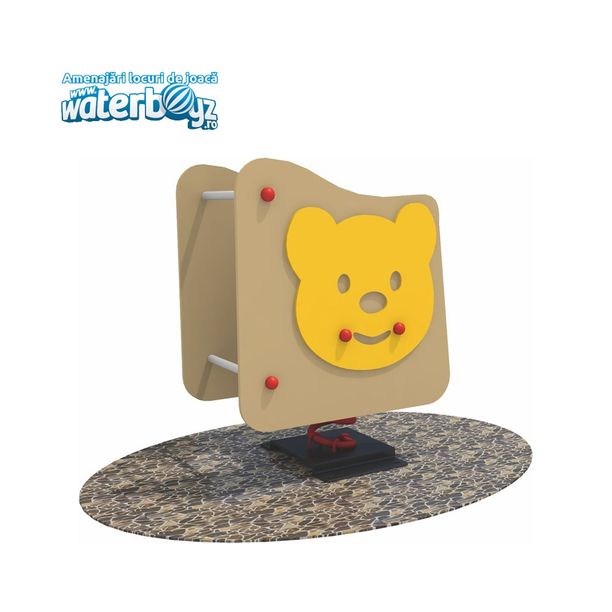 Balansoar pe arc pentru copii Teddy Bear, 1-4 ani, 58x39x73 cm, metal si plastic HDPE, galben