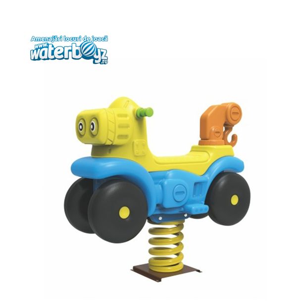 Balansoar pe arc pentru copii Masinuta model 1, 1-4 ani, 98x48x62 cm, metal si plastic LLDPE, multicolor