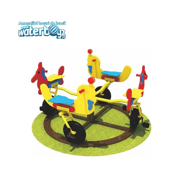 Carusel cu figurine si pedale pentru copii, 3-6 ani, metal si plastic HDPE