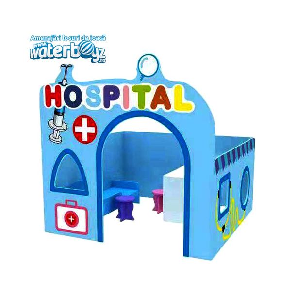 Casuta tematica pentru gradinita Hospital, 120x120x120 cm, plastic HDPE, 2-8 ani
