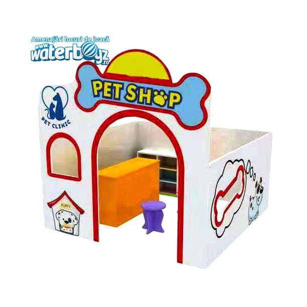 Casuta tematica pentru gradinita Petshop, 120x120x120 cm, plastic HDPE, 2-8 ani