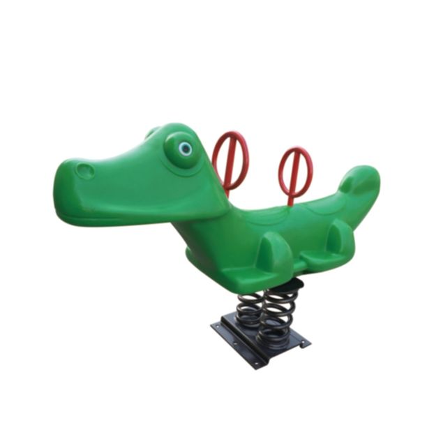 Balansoar pe arc pentru copii Funny Croco, 1-4 ani, 144x45x73 cm, metal si plastic LLDPE, verde