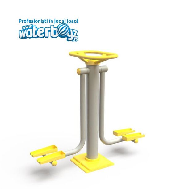 Aparat de fitness pentru abdomen lateral dublu Model 5 pentru exterior, 12+ ani, 44x129x133 cm, metal si plastic LLDPE