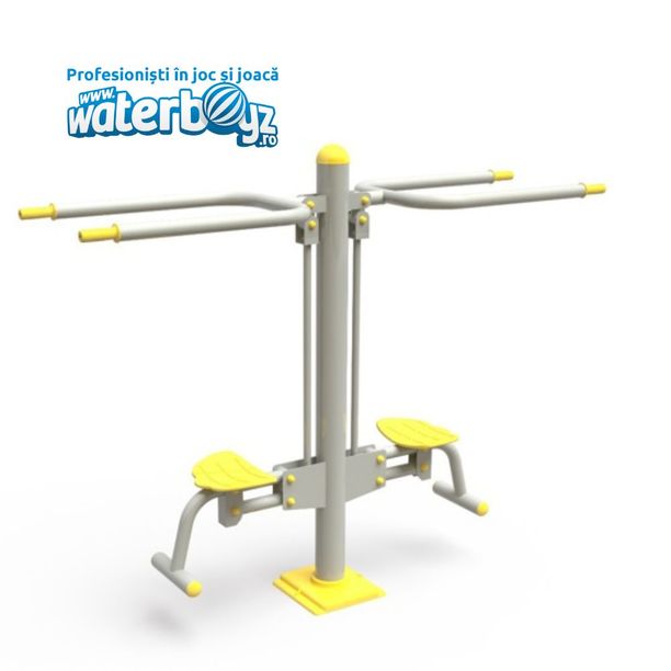 Aparat de fitness dublu pentru umeri, brate si spate pentru exterior, 70x230x190 cm, metal si plastic LLDPE