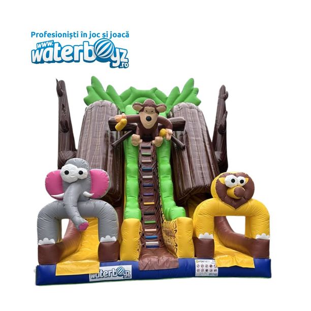Tobogan gonflabil profesional Jungle model 2 cu doua pante