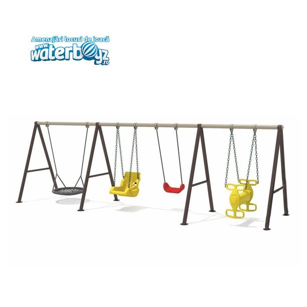Leagan din metal pentru copii 4 locuri, 3-12 ani, 620x130x200 cm