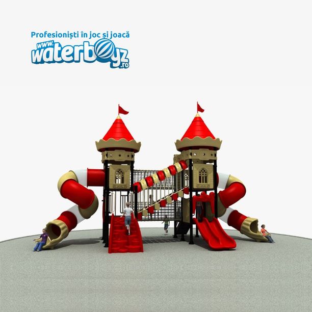 Complex de joaca pentru copii de metal Castle 9, exterior, 3-12 ani, 1130x500x520 cm