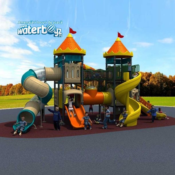 Complex de joaca pentru copii de metal Castle 4, exterior, 3-12 ani