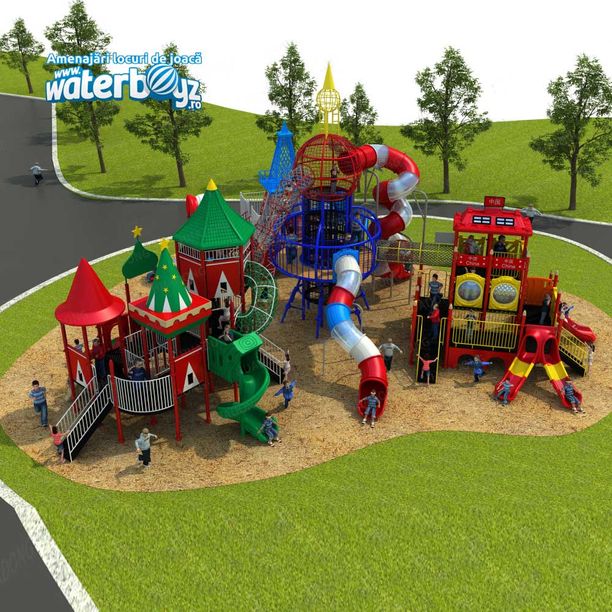 Complex de joaca pentru copii de metal Dream of Pleasure Island 2, exterior, 3-12 ani