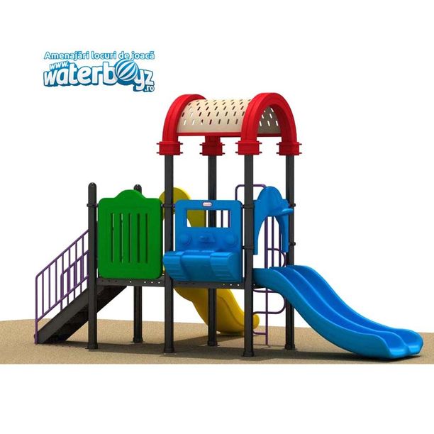 Complex de joaca pentru copii de metal Economy 18, exterior, 3-12 ani, 540x305x440 cm