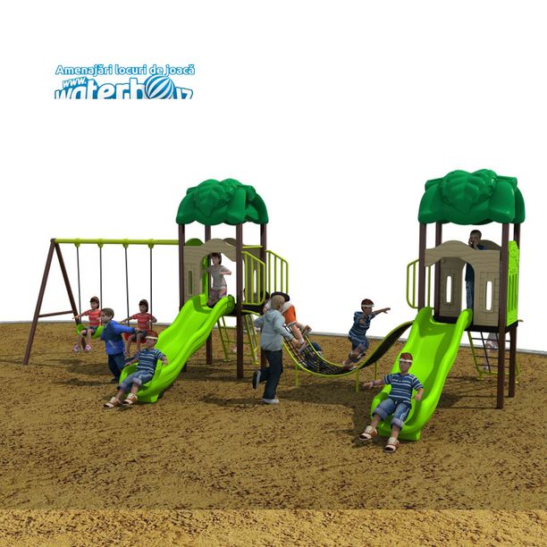 Complex de joaca pentru copii de metal Economy 14, exterior, 3-12 ani, 735x345x310 cm
