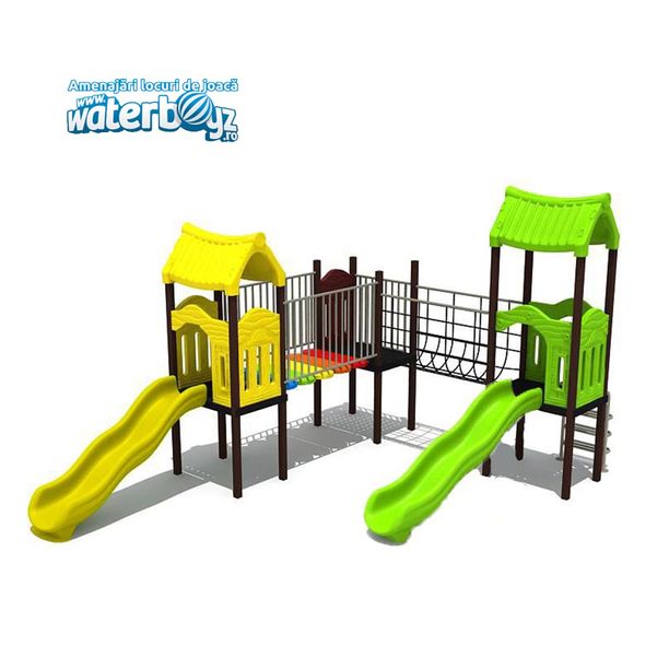 Complex de joaca pentru copii de metal Economy 24, exterior, 3-12 ani, 550x370x320 cm