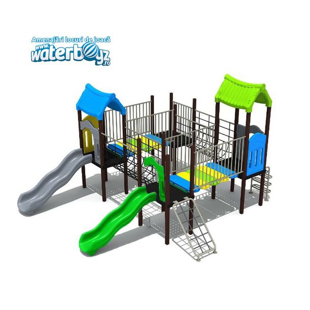 Complex de joaca pentru copii de metal Economy 25, exterior, 3-12 ani, 550x540x320 cm