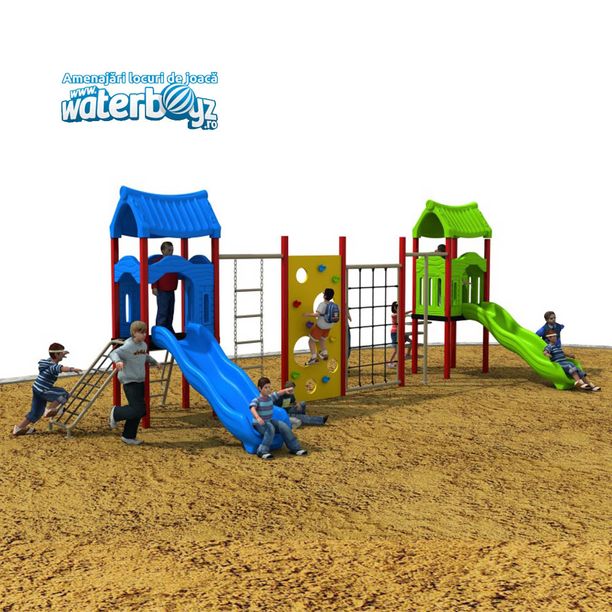 Complex de joaca pentru copii de metal Economy 8, exterior, 3-12 ani, 750x310x310 cm
