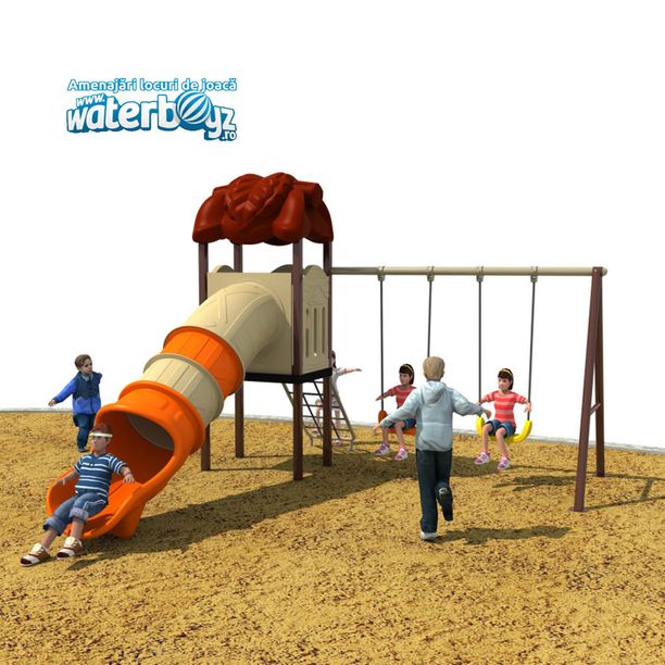 Complex de joaca pentru copii de metal Economy 9, exterior, 3-12 ani, 360x410x310 cm