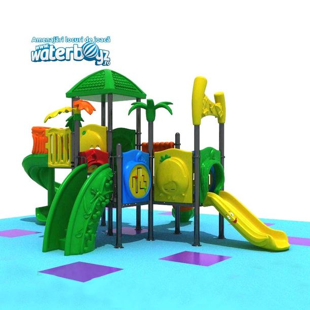 Complex de joaca pentru copii de metal Exotic 6, exterior, 3-12 ani, 760x580x480 cm