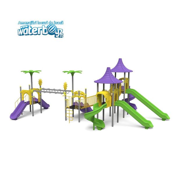 Complex de joaca pentru copii de metal Exotic 8, exterior, 3-12 ani, 1350x770x600 cm