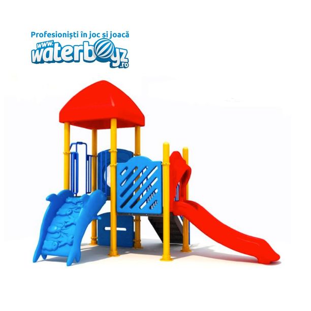 Complex de joaca pentru copii de metal Fun Land 13, exterior, 3-12 ani, 450x280x380 cm