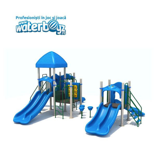 Complex de joaca pentru copii de metal Fun Land 5, exterior, 3-12 ani, 830x620x350 cm