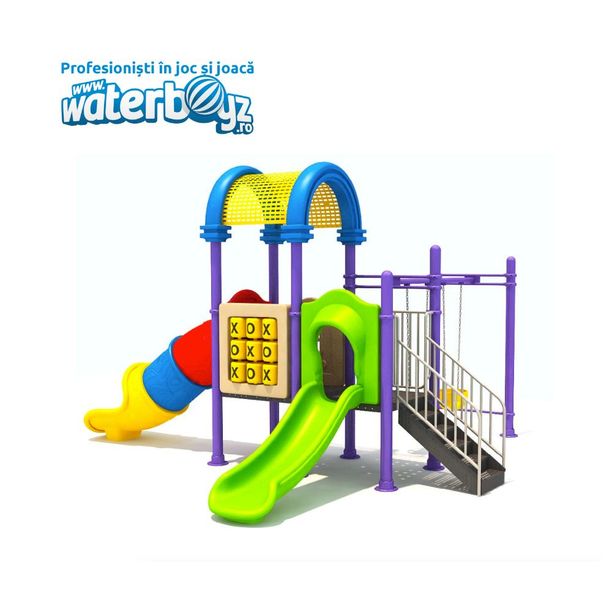 Complex de joaca pentru copii de metal Fun Land 8, exterior, 3-12 ani, 650x520x320 cm